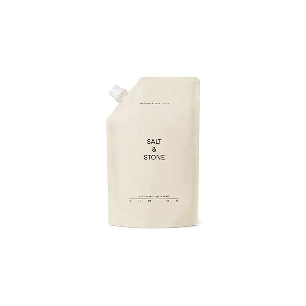 Salt & Stone Antioxidant-Rich Body Wash Refill Pouch - Bergamot & Hinoki | Cleanse, Nourish & Soften Skin With Niacinamide & Hyaluronic Acid | Free From Parabens,