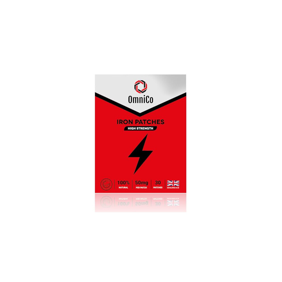 Omnico Iron Patches Â 50Mg Â High Strength - 30 Patches With Vitamin C Â 100% Natural Ingredients Â Transdermal Vegan Iron Supplement Patches For