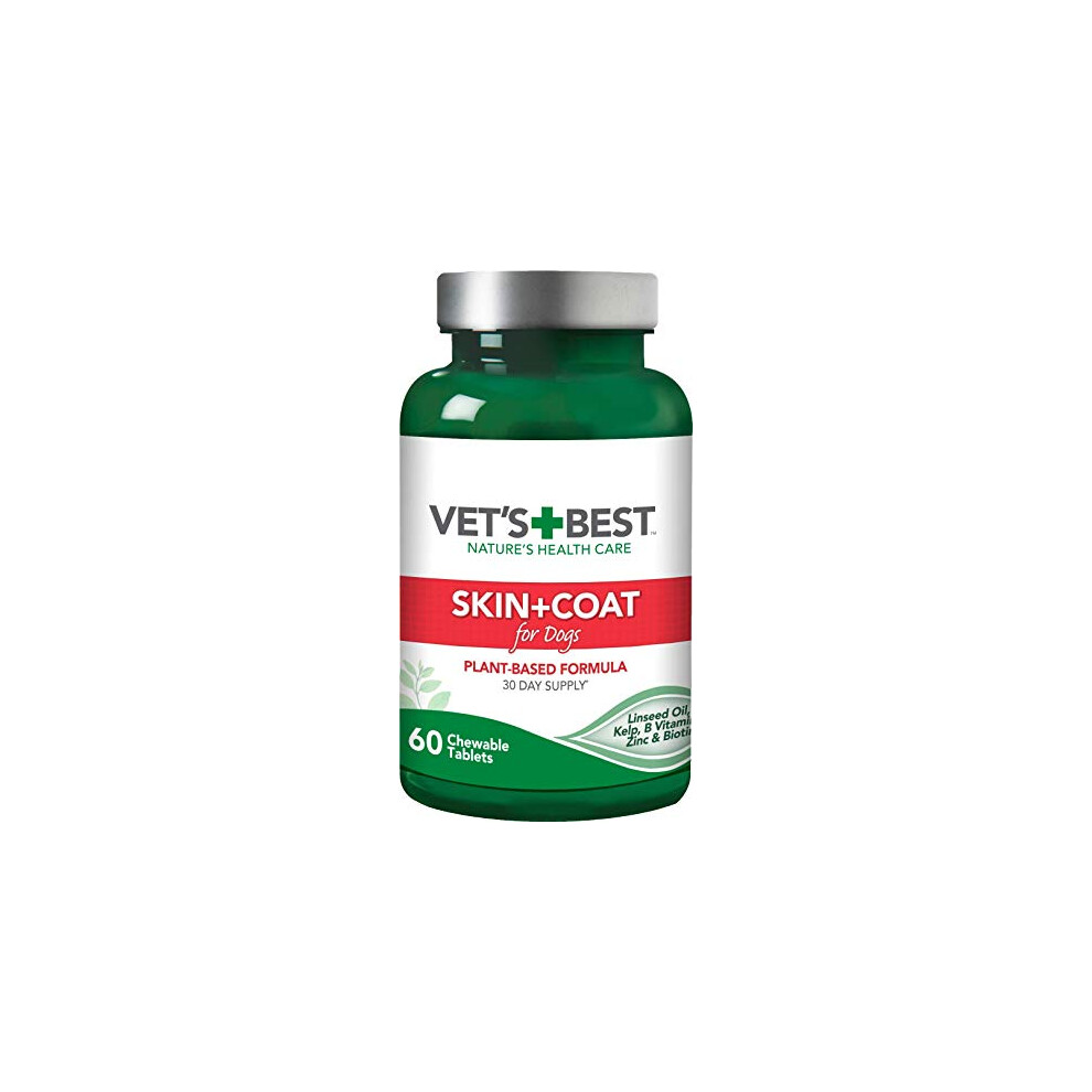 Vet's Best Skin & Coat Dog Supplements | Relieve Dogs Skin Irritation and Shedding Due to Seasonal Allergies or Dermatitis | 60 Chewable Tablets