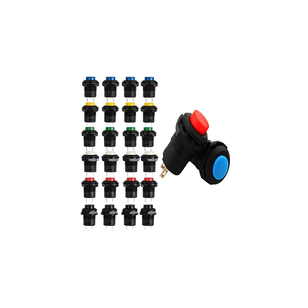 24Pcs 12Mm, Spst, On/Off, Self-Locking Latching Push Button Switch For Arduino (3A125vac/1.5A250vac) 8435316129275