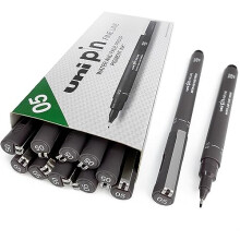 Fineliner Drawing Pen - Dark Grey Tone - 0.5mm - Box of 12