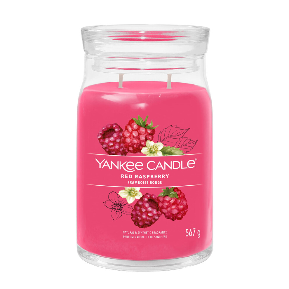 Yankee Candle Signature Scented Candle | Raspberry Large Jar Candle With Double Wicks | Soy Wax Blend Long Burning Candle Red