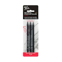 Charcoal Pencils Set - 3 Pieces - Black Charcoal with Different Degrees of Hardness - Ideal Charcoal Pencils for Impressive Drawings - Perfect for