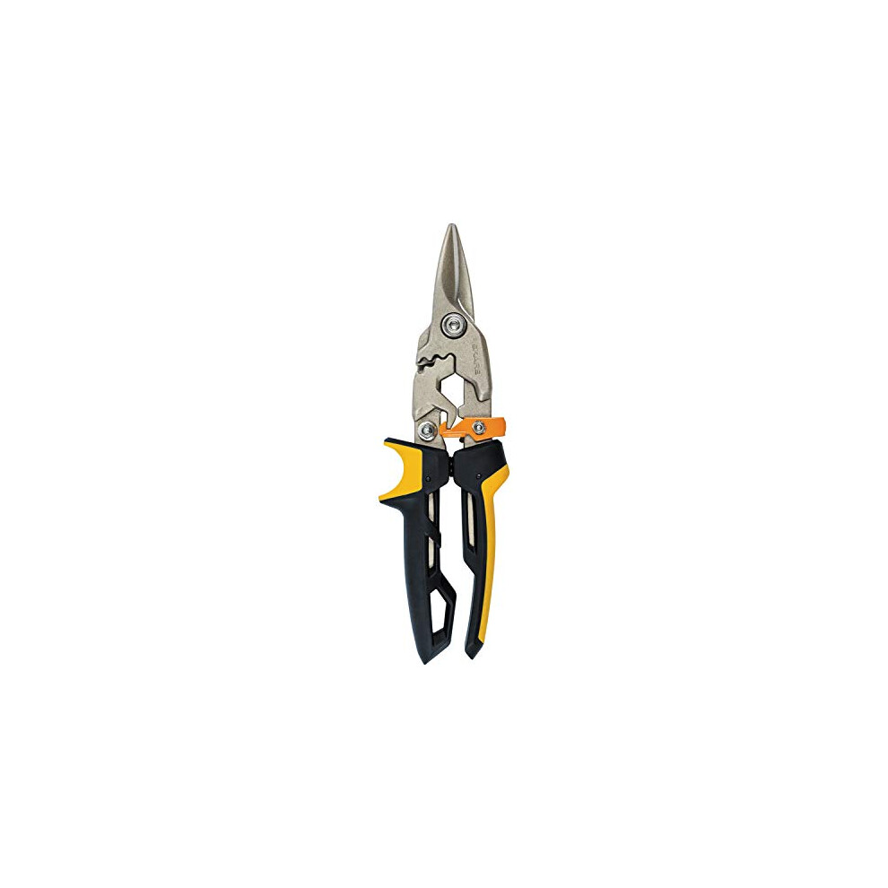 PowerGear Aviation Snip Straight Cut, 40% More Power, Length 25cm, Steel Blade/Plastic Handle, Black/Orange, 1027207