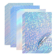 12 Sheets Holographic Printable Sticker Paper, 8.25 x 11.7 inch Waterproof Sticker Paper, Rainbow Vinyl Sticker Paper for Inkjet/Laser Printer, A4