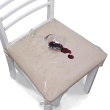 Clear Plastic Dining Chair Cushion Protectors - Set of 4 Covers to Protect Kitchen Chair Seat - Strong PVC with White Ties - Removable and Reusable