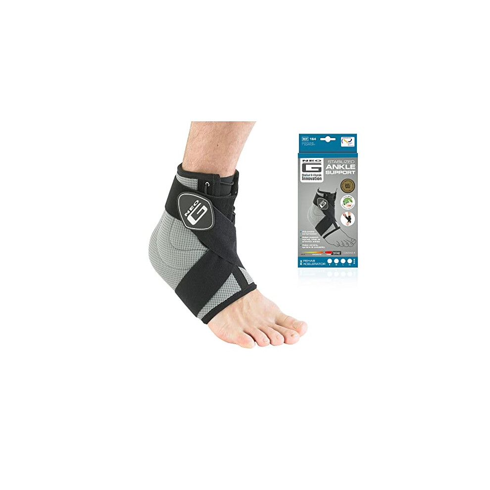 Neo-G Ankle Support Brace Rx Stabilised With Figure Of 8 Ankle Strap, Elasticated Lacing System And Silicone Inserts For Weak, Injured, Arthritic Ankles,