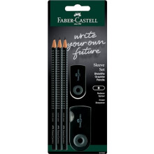 Sleeve Set Black - 3 x Grip 2001 B Pencils, 1 x Sleeve mini eraser, 1 x Sleeve twin sharpening box