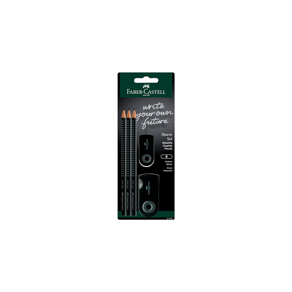 Sleeve Set Black - 3 x Grip 2001 B Pencils, 1 x Sleeve mini eraser, 1 x Sleeve twin sharpening box