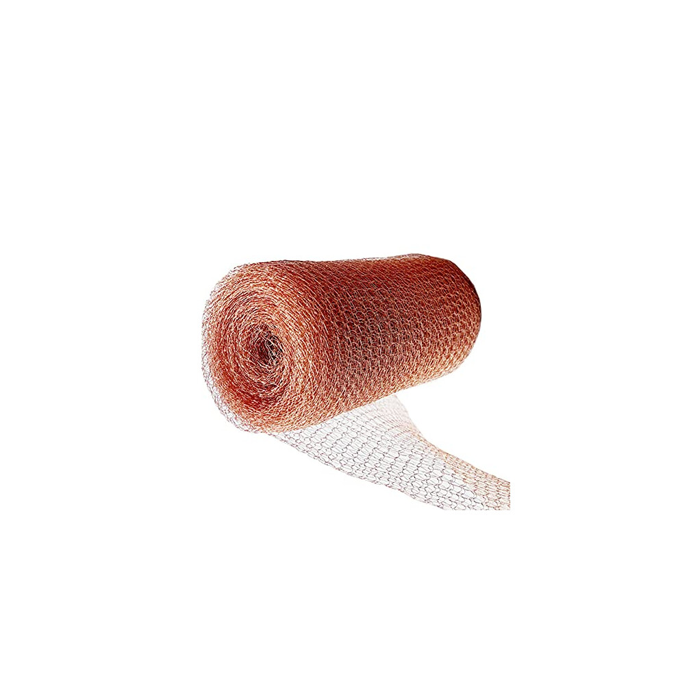 Copper Mesh 6m/20ft Rodent Mesh and Mice Deterrent for Rat Proofing, Pure Copper Mesh Roll Knit Copper Mesh, Copper Mesh Slug Repellent in Garden &
