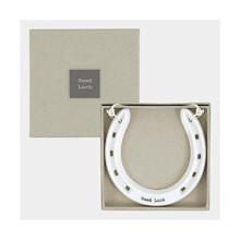 White Porcelain Lucky Horseshoe Good Luck Just Married Gift Boxed (Good Luck)