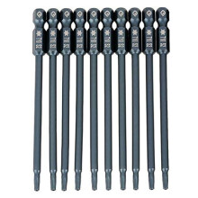 10Pcs 100mm Long T10 Torx Screwdriver Bits Set S2 Alloy Steel 1/4" Hex Shank Magnetic Security Star Head Screwdriver Bits (H6.3 * 100mm*T10)