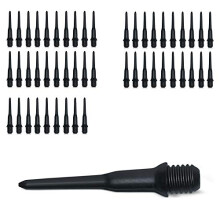 Plastic Dart Tips Set - 50x Soft Plastic Tip Points for Electronic Dart Boards with 2 BA Threads - Black