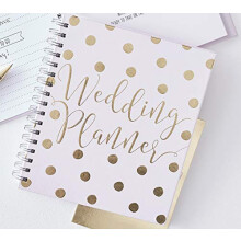 Pink & Gold Foiled Wedding Planner Organiser Book 70 Pages Engagement Gift, Gold