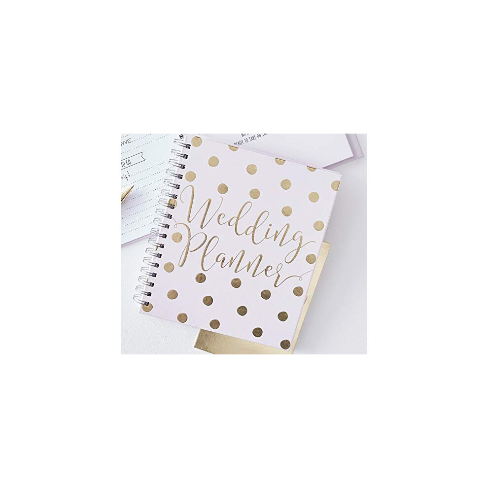 Pink & Gold Foiled Wedding Planner Organiser Book 70 Pages Engagement Gift, Gold