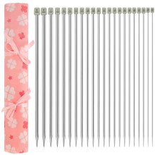22-Piece Aluminium Knitting Needle Set - Needle Length 35cm/14 Inches - Single Pointed Long Straight Needles 2-8mm - 11 Sizes 2 of Each Size - for