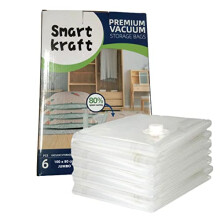 6 PACK 100 X 80 CM JUMBO (EXTRA LARGE) VACUUM STORAGE BAGS FOR CLOTHES, DUVETS, BEDDING, PILLOW, TRAVELING WITH DOUBLE ZIP SEAL VACUUM BAGS FOR