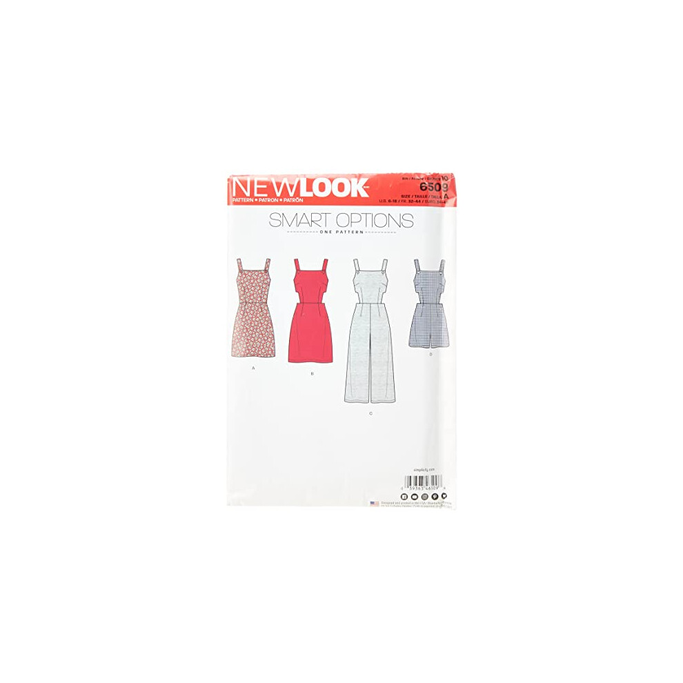 New Look Pattern 6509 Women's Jumper, Romper, and Dress with Bodice Variations, Paper, White, 22 x 15 x 1 cm-image-OPC-PDV6RR5-NEW