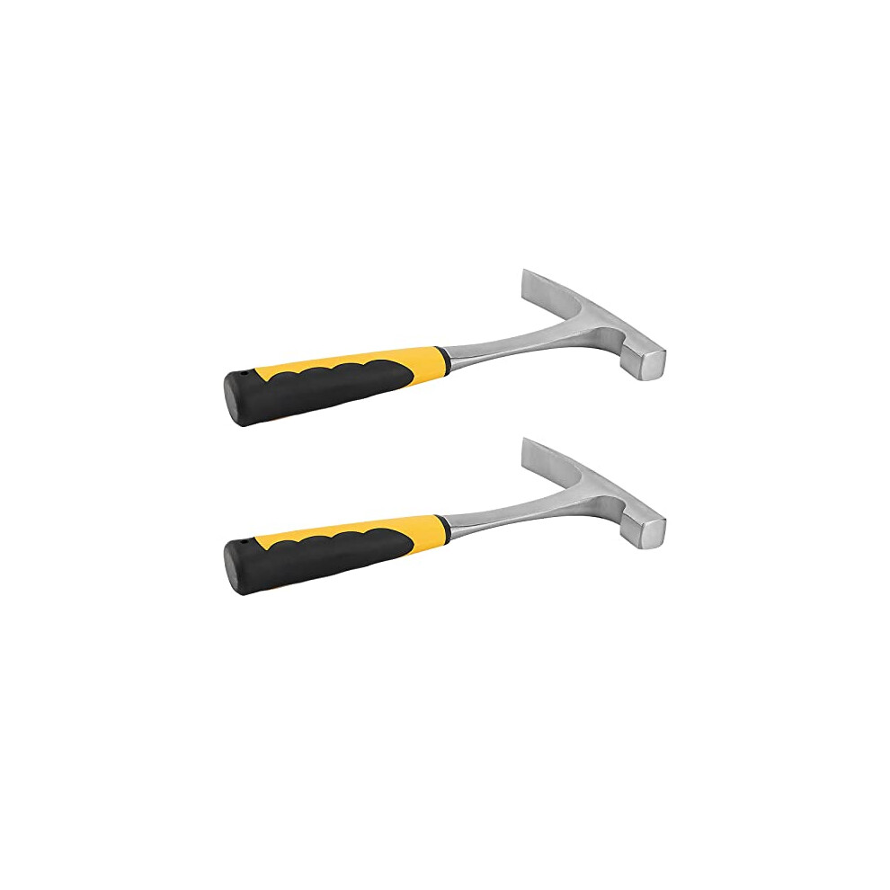 2 Pack 24oz Brick Hammer, Flat Head Rock Pick Hammer with Shock Reduction Grip, Chrome Plated Geological Hammer, Double Head Bricklayer's Hammer-image-OPC-PDV6RVT-NEW