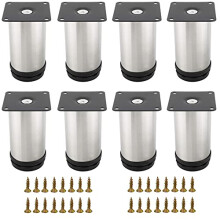 8 Pcs 80mm Adjustable Legs, Stainless Steel Heavy Duty Metal Furniture Feet with 32 Pcs Screws, Stainless Steel Adjustable Feet Kitchen Cupboard Sofa