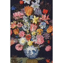 Cross Stitch Kit - Bosschaert - Still Life of Flowers, Includes Aida 6 pts/cm, Stranded Cotton Thread, Needle, Chart and Instructions