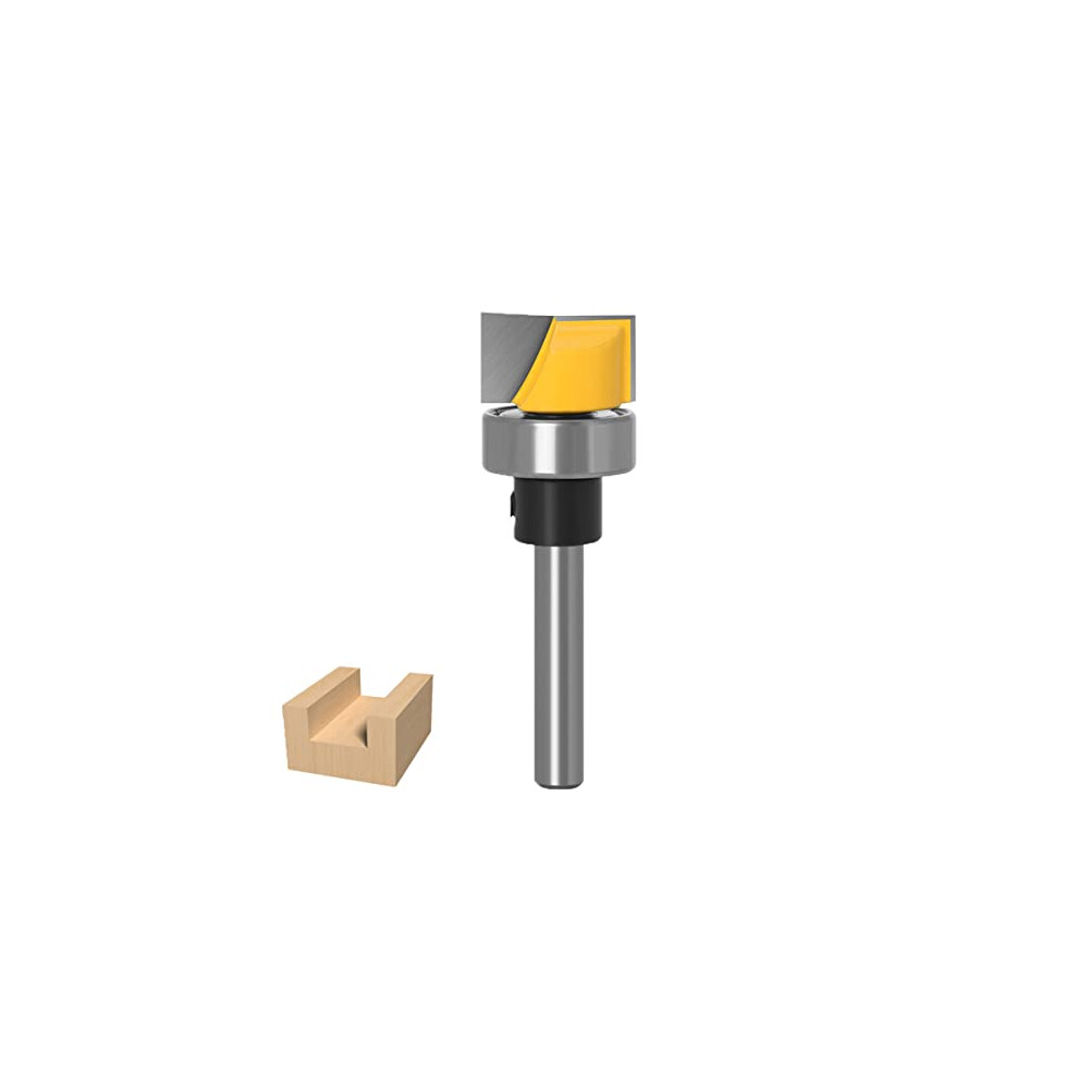 1/4 Inch Shank Flush Trim Router Bit,Hinge Mortise Template Cleaning Bottom Router Bit with Bearing Woodworking Milling Tool,3/4" Cutting Diameter
