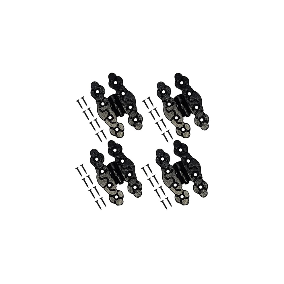 TERF 80mm Traditional Vintage Style Antique Black Fancy Door Hinges 80mm [3.15 inch] Folding For Home Furniture Bathroom Cabinet Window Wardrobe