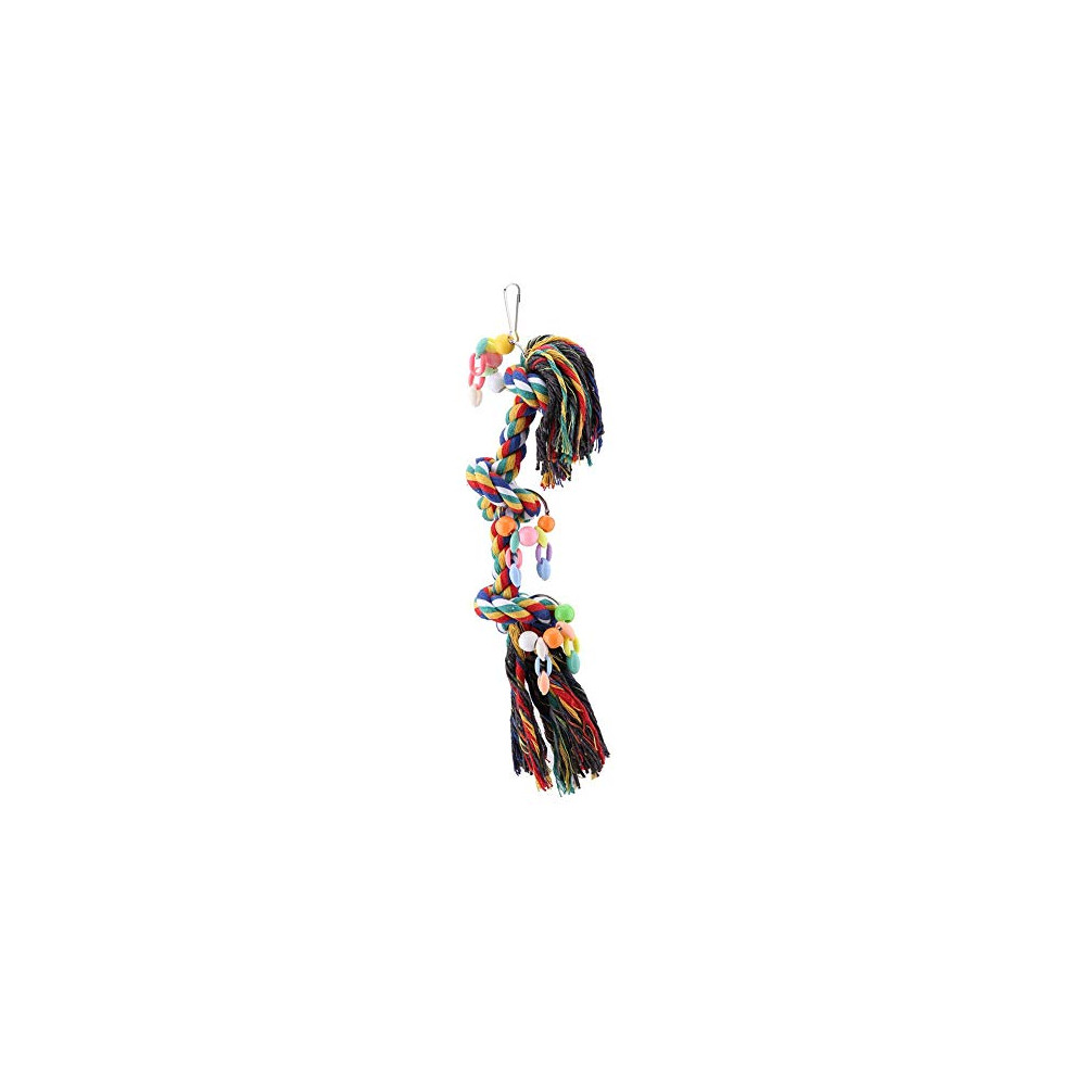 Bird Rope Toys, Multicolored Cotton Rope Knots Block Parrot Chewing Toys Beak Care Tools with Hanger for Budgie Parakeet Cockatiel Conure Lovebird
