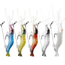 Proven Explosive Soft Shrimp Swimbait Jigging Freshwater Saltwater Fishing Lures with Hook Fishing Tackle for Trout Bass Salmon（5pcs Craws）