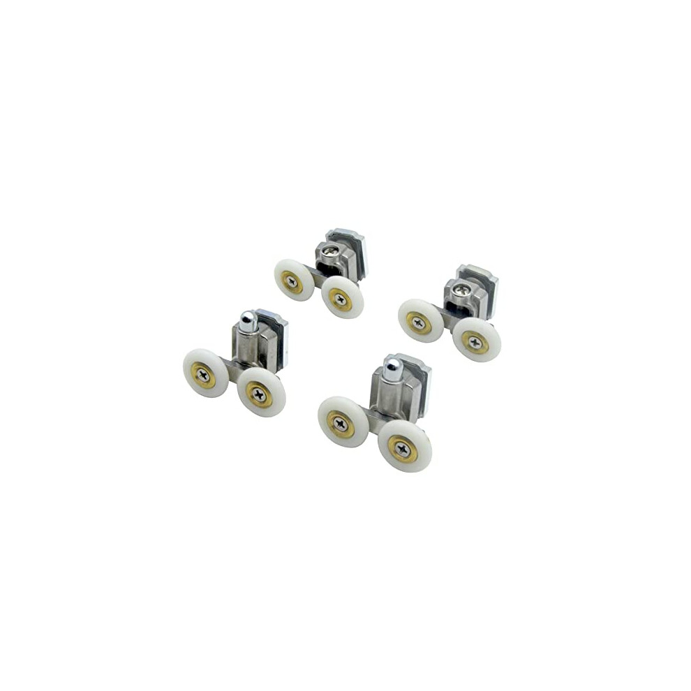 4Pcs Solid Zinc Alloy Shower Door Rollers, Shower Glass Door Roller, Shower Twin Wheels Runner Pulleys, 23Mm Diameter Wheels For Shower Enclosure, 732490835847