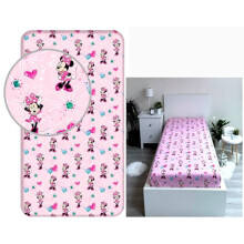 Fitted Sheet Minnie Mouse Single Bed%100 Cotton, Official Licensed(200x90x25cm)