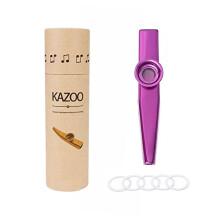 Metal Kazoo,Aluminum Alloy Kazoo with 5 Kazoo Flute Diaphragms and a Beautiful Box for Musical Instrument Ukulele Guitar Partners(Purple)