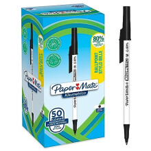 Kilometrico Ballpoint Pens | Long Writing with Medium Point (1.0mm) | Black Ink | 80% Recycled Plastic | 50 Count