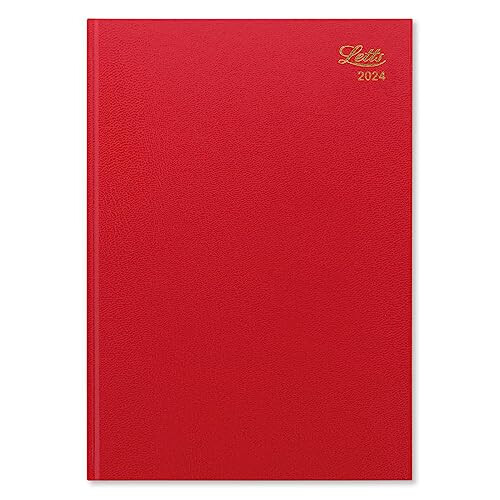 Letts Standard A4 day to a page 2024 diary - red
