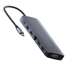 USB C Hub, Triple Display USB-C Hub (14-in-1), 4K@60Hz HDMI with 100W Max Power Delivery, 5 Gbps USB-C and USB-A Data Ports, For Macbook, Lenovo, Dell