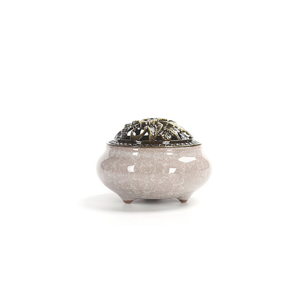 Porcelain Incense Burner Holder, Traditional Essential Oil Burner, Aromatherapy Oil Burner, Charcoal Censer Decor Furnace for Use with Resin Granular