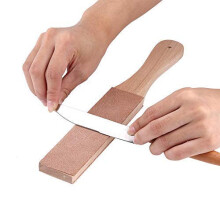 Leather Honing Strop, Double Sided Leather Polish Sharpening Strop for Kitchen Knives Dagger Hunting Fishing Knives Razors