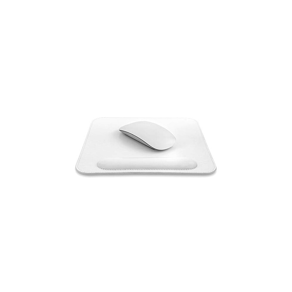 Leather Mousepad With Wrist Rest (White)