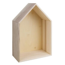 Wooden House Shape Shadow Box Frame for Crafts, 3D Picture Frame with Hanger, natural wood, 24x16x8cm, 62594000