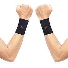 Compression Wrist Sleeve-Copper Infused Wrist Support for Men &Women-Improve Circulation and Recovery 1 Pair,Black,S