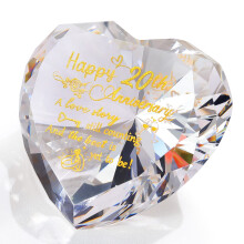 20th Wedding Anniversary Romantic Gifts for Couple Wife Husband, Heart Crystal Diamond Keepsake Etched 20 Years of Marriage Anniversary Presents for