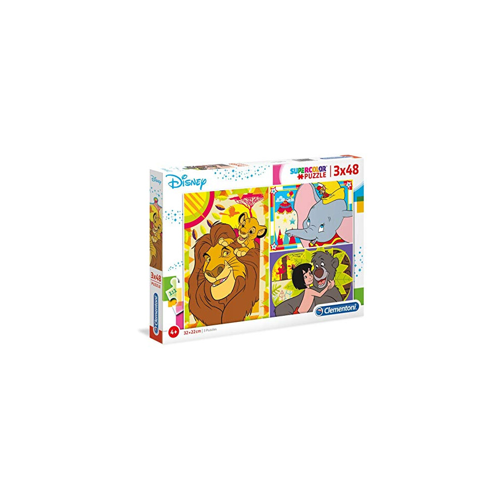 Clementoni - 25236 - Supercolor Puzzle For Children Disney Classic - 3 X 48 Pieces