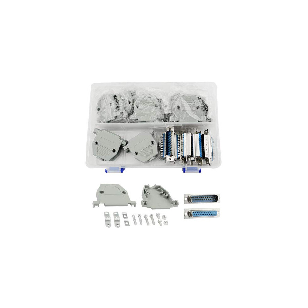 Bgtxingi 10Pcs(5 Pair) Db25 Female To Male Solder Type Connectors Double Row 25 Core Welding Line And 10Set Gray Plastic Hoods Complete Set Of Crimp 700713393511
