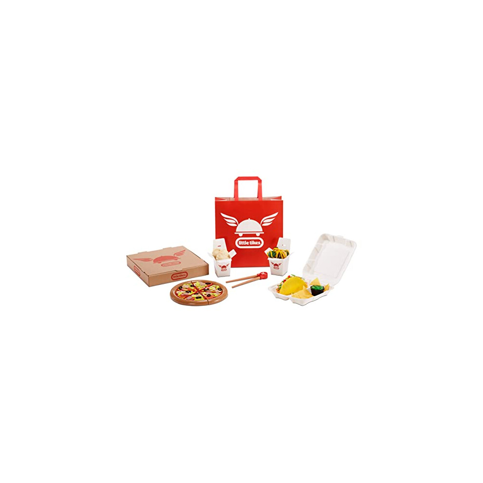 First Food Delivery Set - Realistic Pretend Play Toy with 200+ Accessories Including Tacos, Pizza, Noodles, & More - Encourages Imagination &