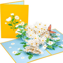 Daisy Flowers Pop Up Mother's Day Card - 3D Anniversary, Pop Up Birthday Card, Thank You, Congratulations, Valentine's - for Mom, for Daughter, for