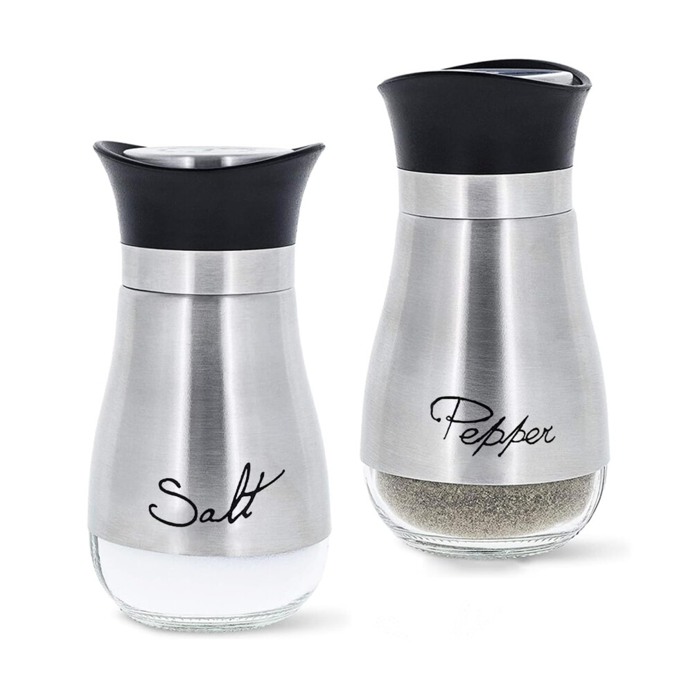 Pack of 2 Salt and Pepper Pots Salt and Pepper Shaker Salt and Pepper Set Salt Shaker Salt Pot Kitchen Accessories (Silver)