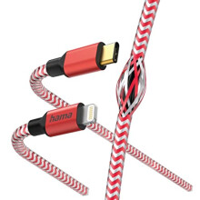 Câble USB HAMA avec chargement et transfert de données par réflexion USB-C - Lightning, 1,5 m, rouge