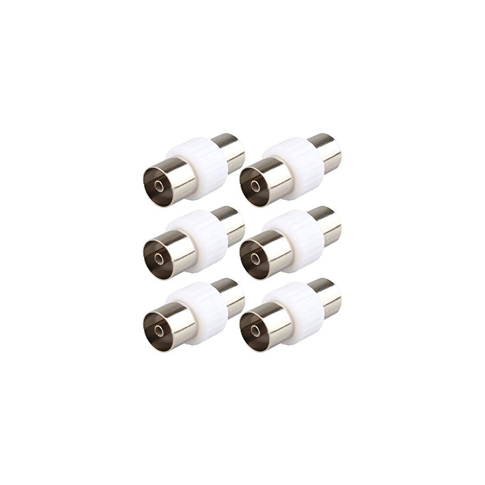 6Pcs Plated Tv Aerial Female To Female Coaxial Adapter Rf Coupler Tv Coax Aerial Cable Gender Changer Joiner Adapter Durable Female Socket To Silver 755431988778