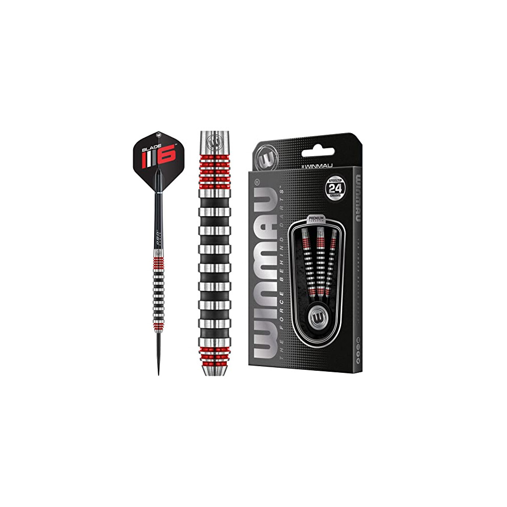 Advance 500 Series Tungsten Red 24 Gram Steeltip Darts Set with Flights and Shafts (Stems)