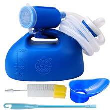 Urinal Bottle Unisex, 2000ML Reusable Urinal Portable Spill Proof Plastic Pee Bottle Large with Hose Screw Lid and Clean Brush for Car Home Toilet